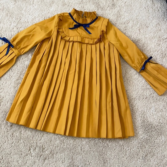 SHEIN Other - SHEIN mustard dress with blue ribbons
